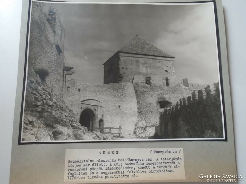 D198437 Sümeg - Sümeg castle - old large photo 1940-50's framed on cardboard