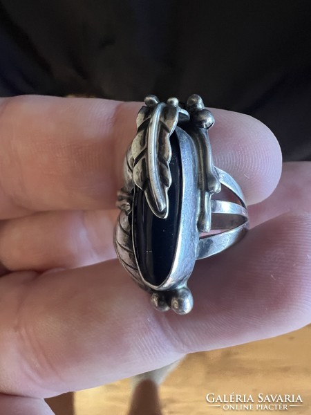 Silver navajo onyx ring