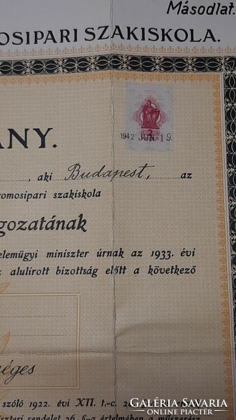 Végbizonyitvány M.KIR.ÁLL. Mechanikai és Elektromosipari Szakiskola 1942