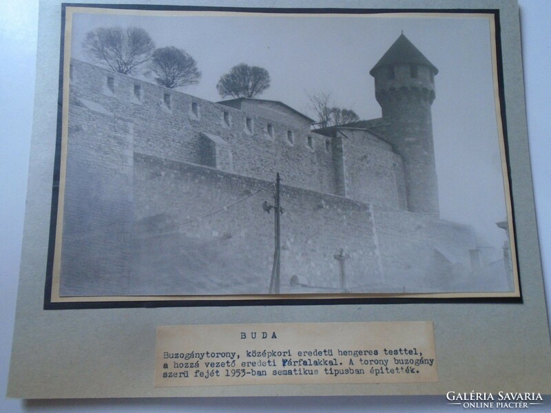 D198463 Budapest -A budai vár-Buzogánytorony- régi nagyméretű fotó 1940-50's évek kartonra kasírozva