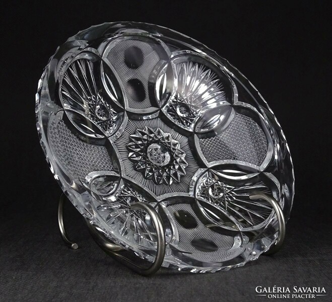 1O790 Gyönyörű csiszolt kristály tányér 15.5 cm