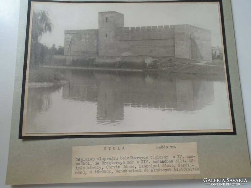 D198461 gyula - Gyula castle - old large photo 1940-50's framed on cardboard