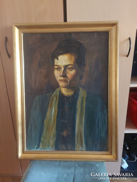 Worker award winner!!! Lajos Szabó (1927-95): female figure, painting, oil, canvas, 50x70 cm+ regular frame