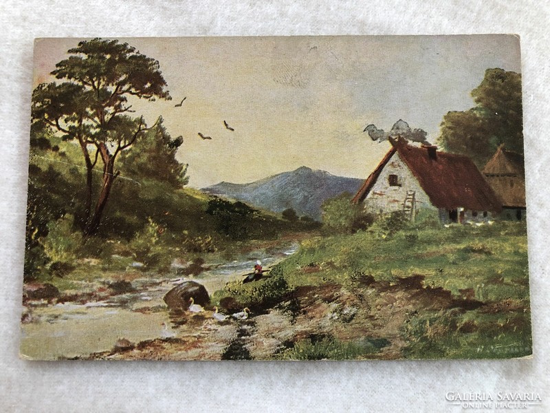 Antik, régi képeslap - Postatiszta                        -7.