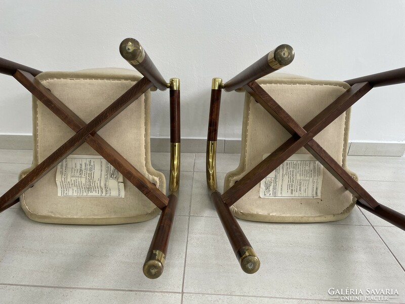 Sass karszék iparművészeti retro fotel modern mid century jávorfa réz antik