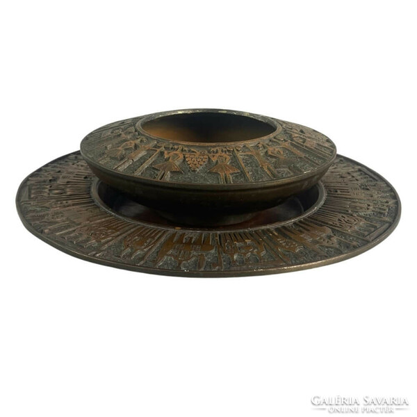 Mid-century copper two-part centerpiece, bowl
