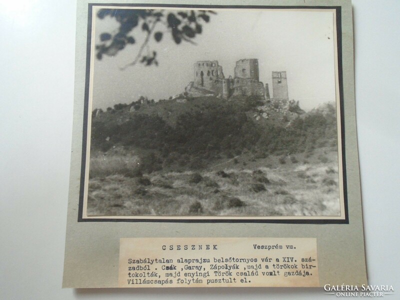 D198439 Csesznek - Csesznek Castle - Veszprém - old large photo 1940s-50s mounted on cardboard