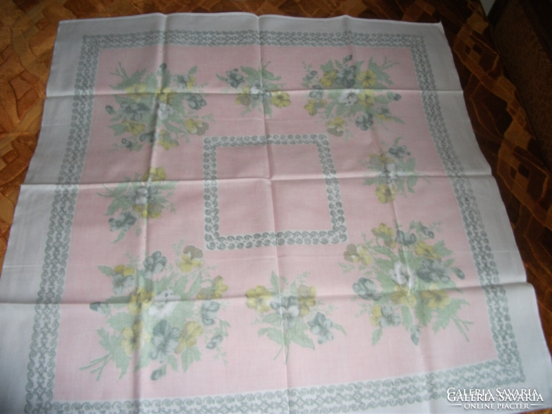 Australian linen painted colored table tablecloth, not used, size: 88 x 89 cm