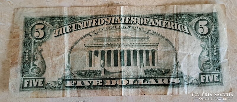 Five dollars 1977 rare green stamp.