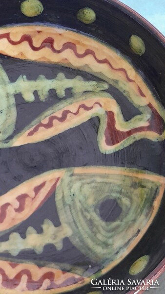 Ágnes Borsódy ceramicist /b.1936/Rare beautiful fish wall bowl.