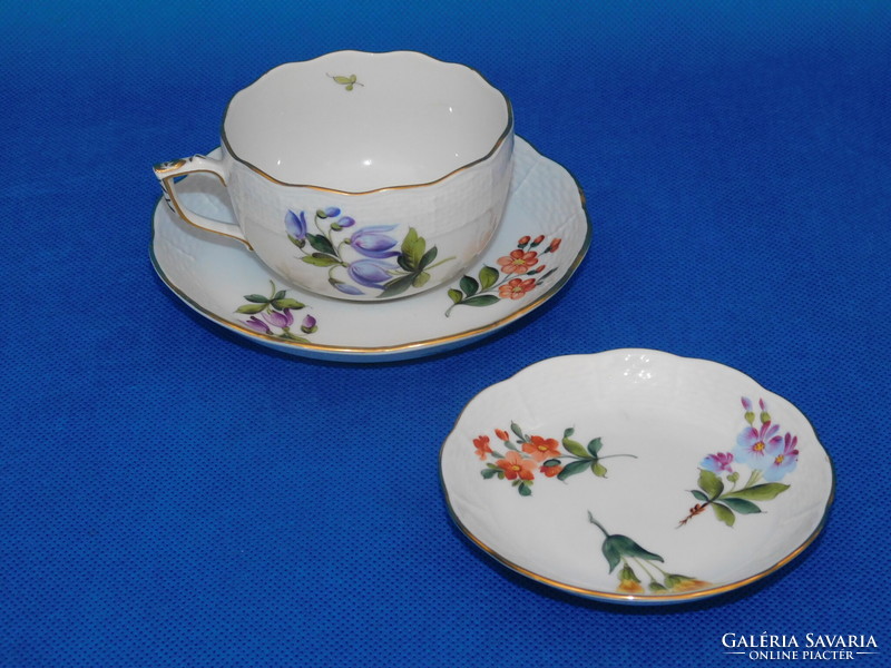 Herend fleurs des bermudes pattern tea cup + base + dessert bowl