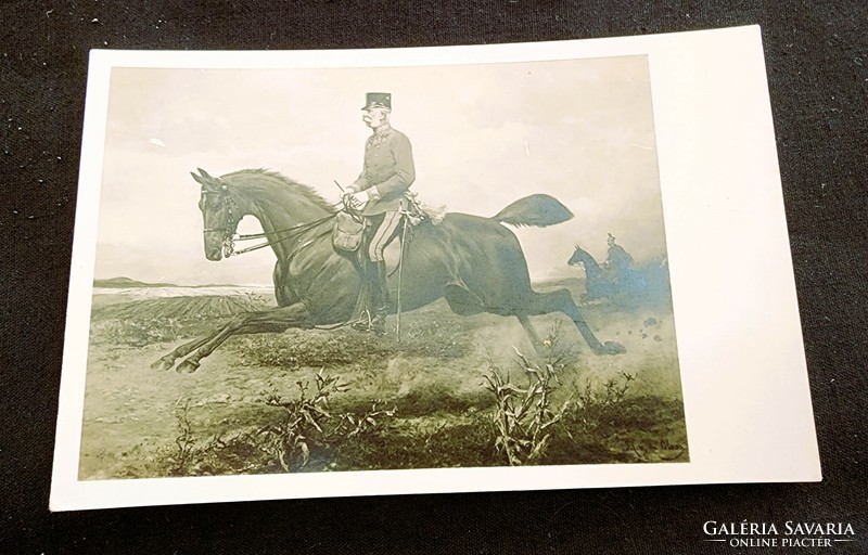 1935 Exhibition József Ferenc Habsburg, King of Hungary on horseback, contemporary postcard