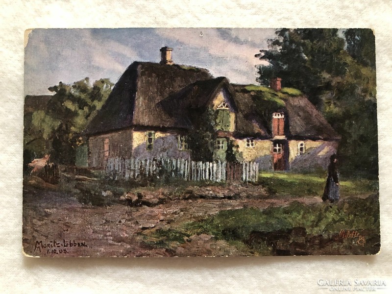 Antique, old postcard - post clean -7.