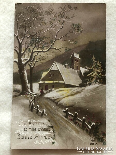 Antique, old Christmas card -7.