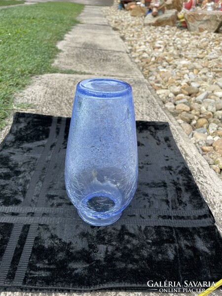 Retro rarer blue vase cracked beautiful veil glass veil Carcagi berek bath glass