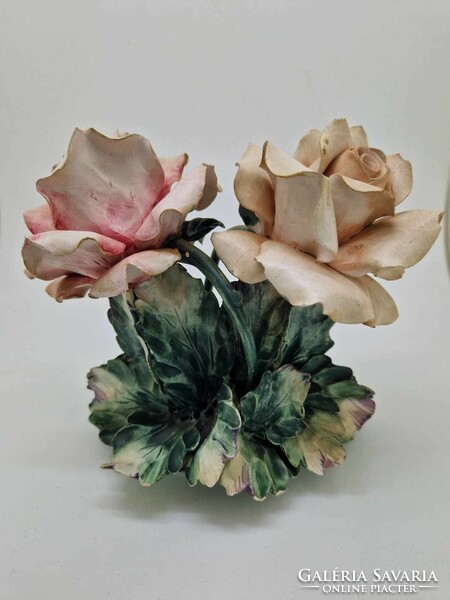 Capodimonte Italian porcelain rose table decoration flower 15cm