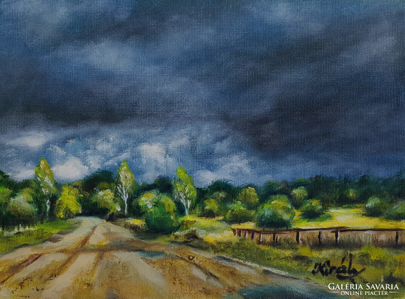 Vihar közeleg - olajfestmény - 24 x 18 cm