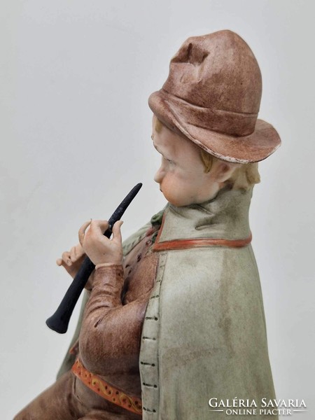 Capodimonte flutist wanderer porcelain figure 22cm