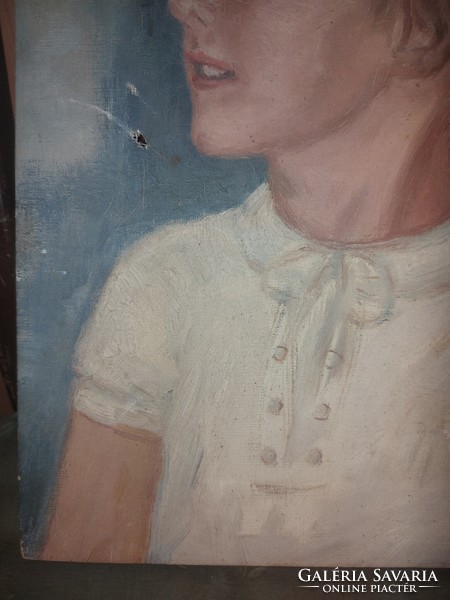 Little boy portrait painting, sign, oil, canvas, from '72, 29x41 cm