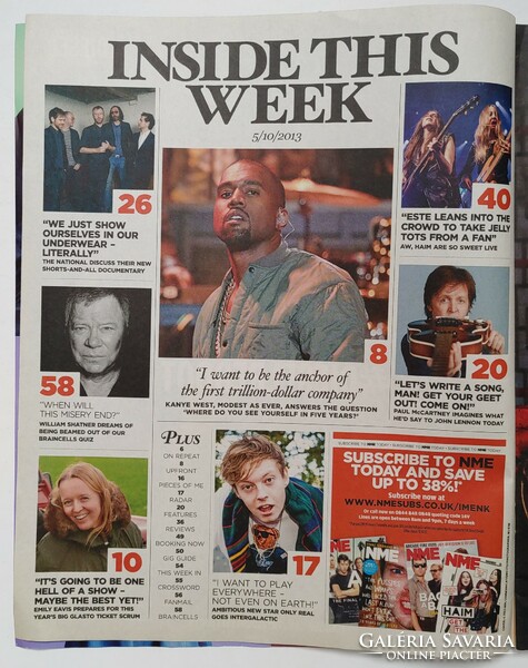 NME magazin 13/10/5 Paul McCartney The National Wake These New Puritans Kanye West Lorde Pixies