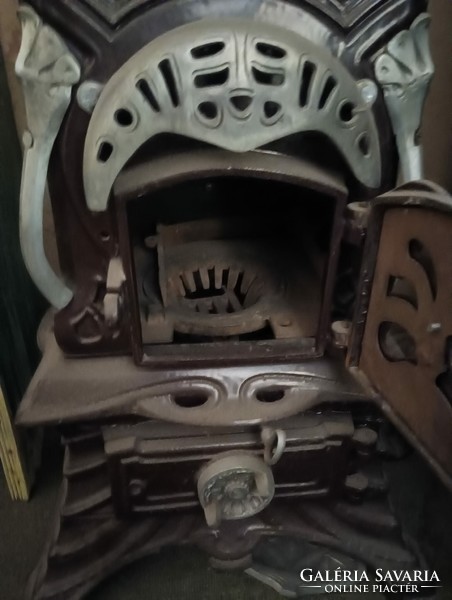 Rare Antique Flawless German Art Nouveau Cast Iron Fire Enamel Stove rarity