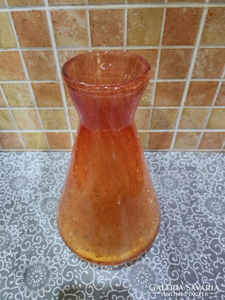 Karcagi Fátyolüveg Narancs Színű Váza