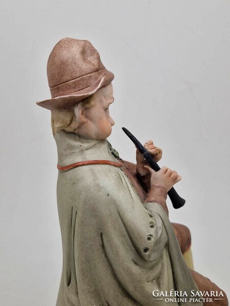 Capodimonte flutist wanderer porcelain figure 22cm