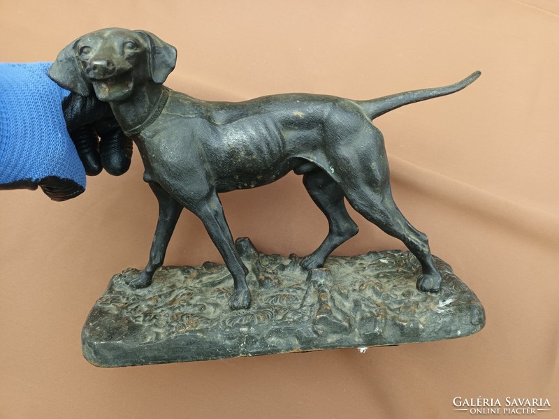 Antique large cast iron hunting dog statue