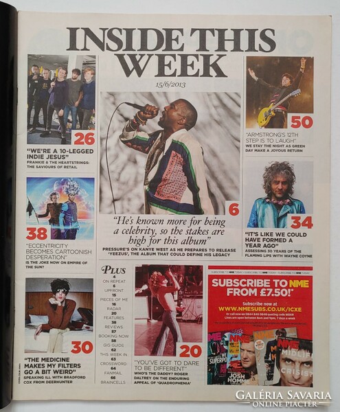 New Musical NME magazin 13/6/15 The Who Kanye West Gabriel Bruce Deerhunter Flaming Lips Stone Roses