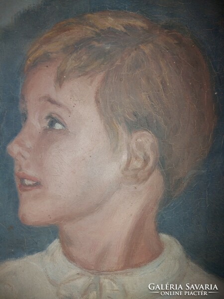 Little boy portrait painting, sign, oil, canvas, from '72, 29x41 cm