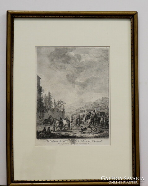 Copper engraving ph. After a painting by Wouwerman, xviii. S.