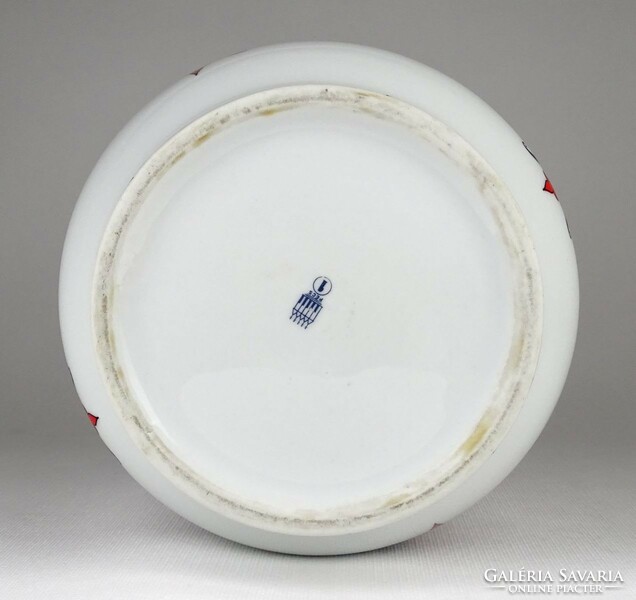 1O856 Nagyméretű népi motívumos Zsolnay porcelán váza 30 cm