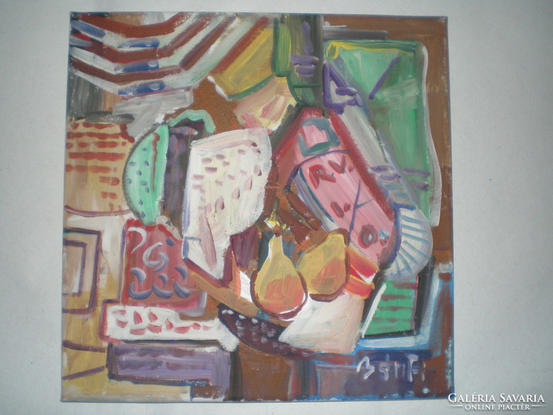 József Bánfi, cubist, abstract painting on canvas