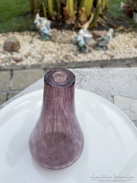 Lila repesztett Fátyolüveg fátyol karcagi berekfürdői üveg váza Gyűjtői mid-century modern