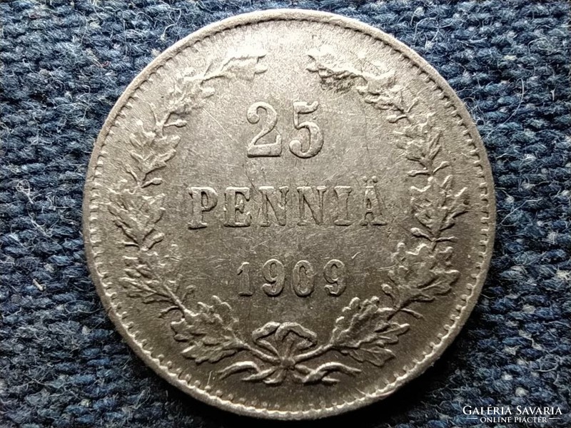 Finnország II. Miklós (1894-1917) .750 ezüst 25 penni 1909 L (id55312)