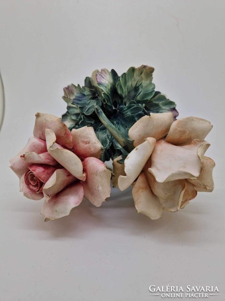 Capodimonte Italian porcelain rose table decoration flower 15cm