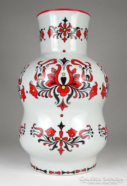 1O856 large folk motif Zsolnay porcelain vase 30 cm