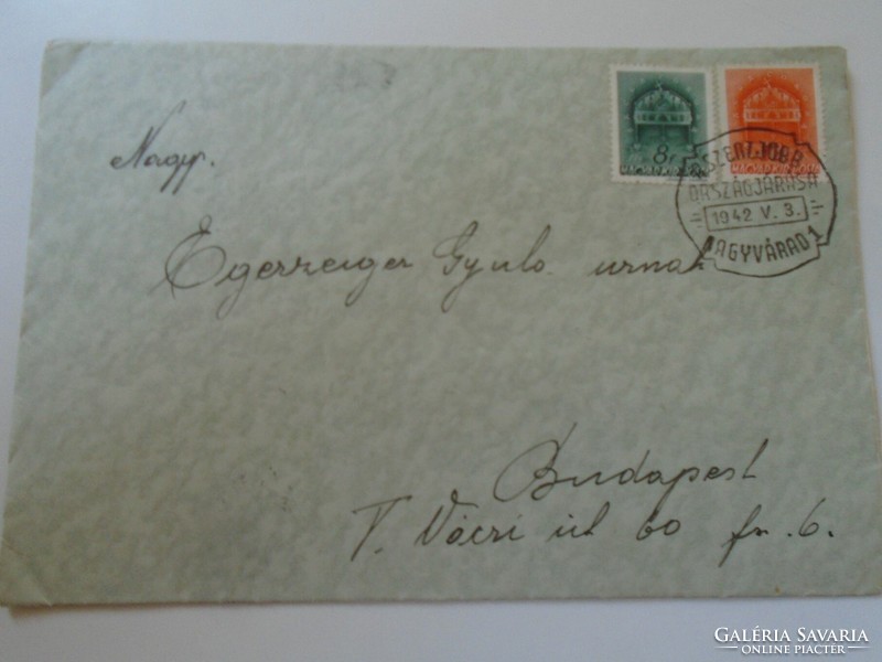 D198519  Emlékbélyegzés Nagyvárad Szentjobb  1942  címezve Egerzeiger Gyulának  MTK atléta