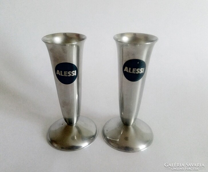 A pair of rare Alessi Bauhaus vases from the 1970s