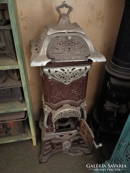 Rare Antique Flawless German Art Nouveau Cast Iron Fire Enamel Stove rarity