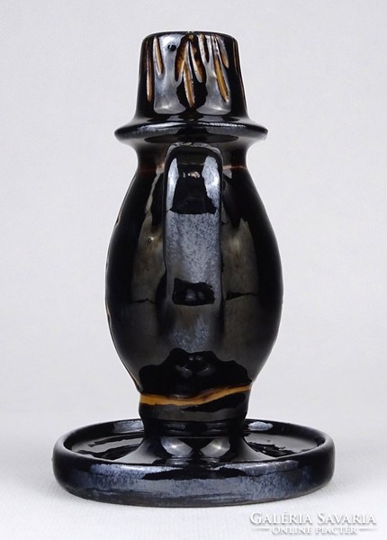 1O915 old korond kiss mihály ceramic walking candle holder 14.5 Cm