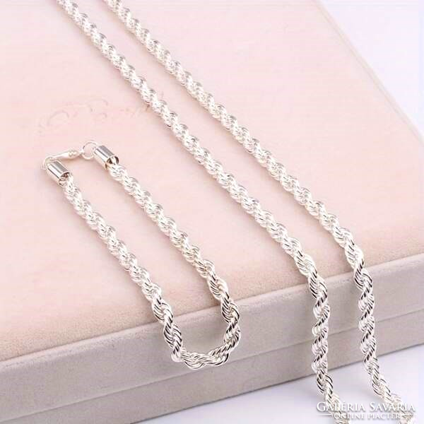 Silver-plated (sp) thick necklace and bracelet set 88