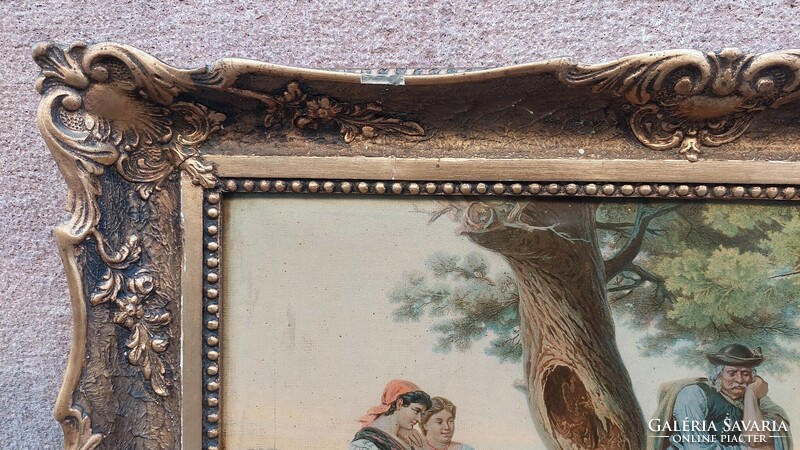 Jankó János 1877 régi olajnyomat blondel képkeretben, 60x67 cm