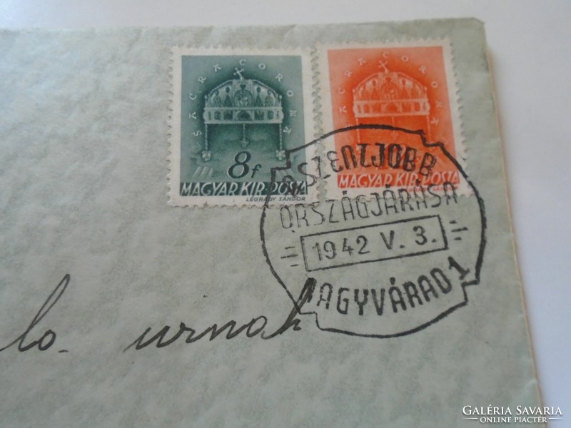 D198519 commemorative stamp Nagyvárad Szentjobb 1942 addressed to Gyula Egerzeiger mtk athlete