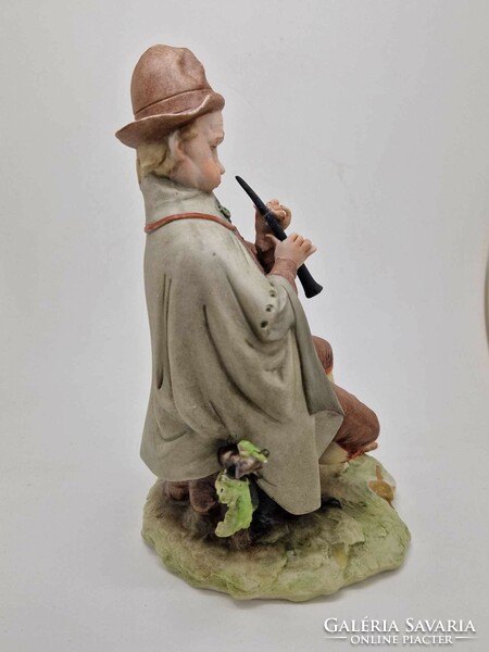 Capodimonte flutist wanderer porcelain figure 22cm