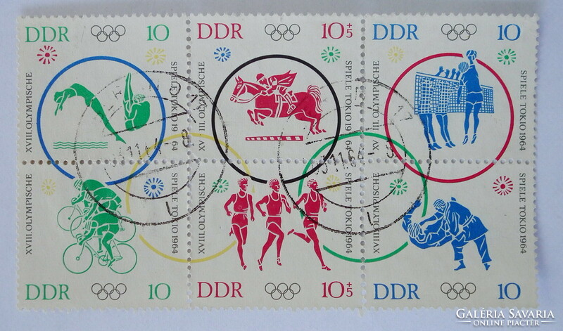 1964. Ndk - stamped block - Olympics Tokyo mi 1039-1044 (catalog no.: 50 Eur)