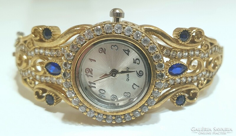 Gold-plated silver (925) jewelry watch with quartz movement