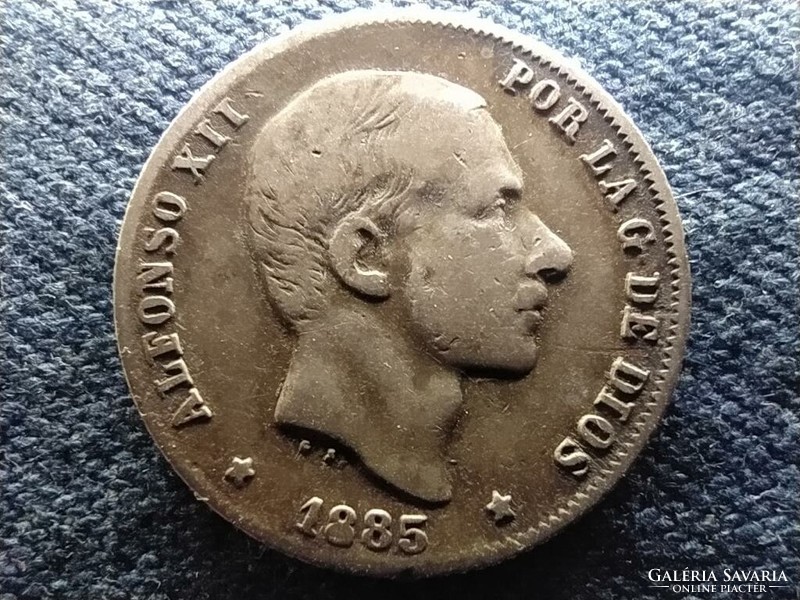 Fülöp-szigetek XII. Alfonso (1874-1885) .835 ezüst 20 Peso 1885 (id64847)
