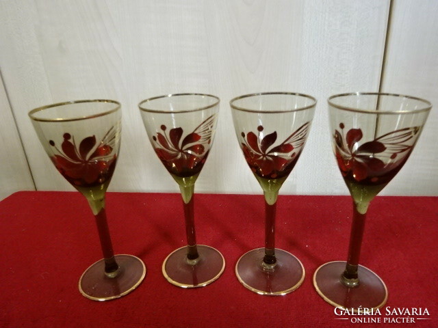 Gold-plated liqueur glass, height 14 cm. Four in one for sale. Jokai.