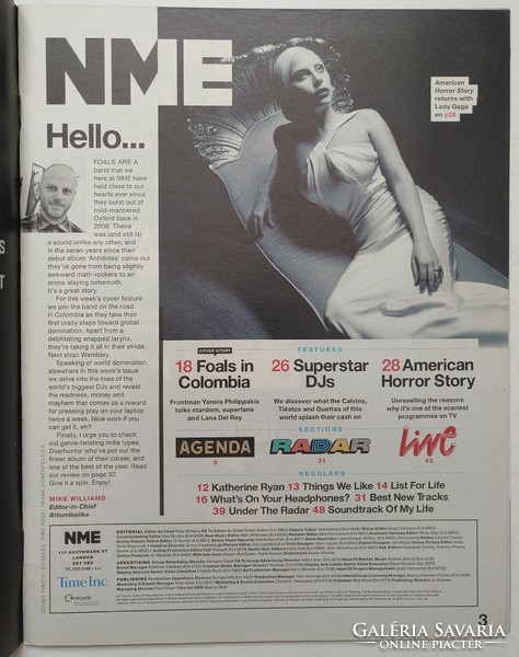 NME magazin 15/10/16 Foals BoJack Horseman American Horror Story Deerhunter 50 Cent US Girls Fargo T